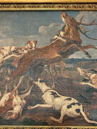 Pintura de perros de caza enmarcada