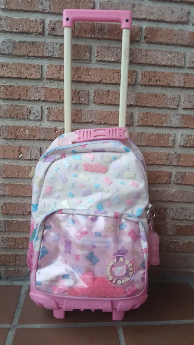 Mochila Totto con ruedas y diseño de ositos