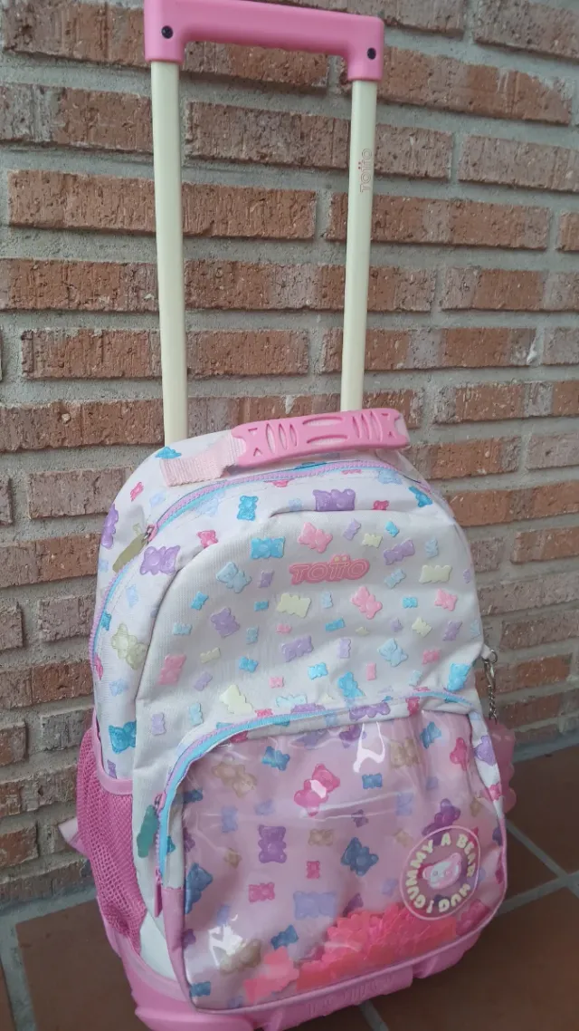 Mochila Totto con ruedas y diseño de ositos