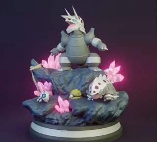 FIGURA DIORAMA AGGRON POKEMON RESINA 3D