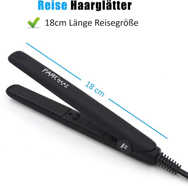 Mini piastra in ceramica tormalina da viaggio. Nero