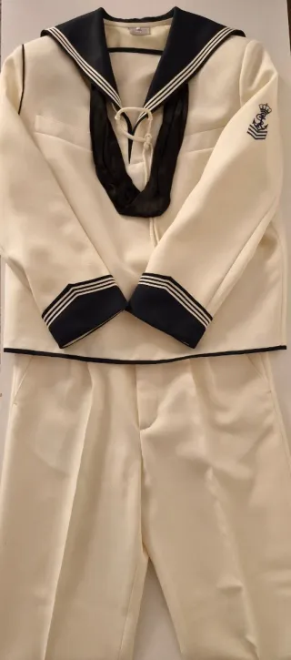 Traje de Comunión Niño Blanco y Azul Talle 10/12