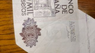 Billete 5000 pesetas 1979 error corte