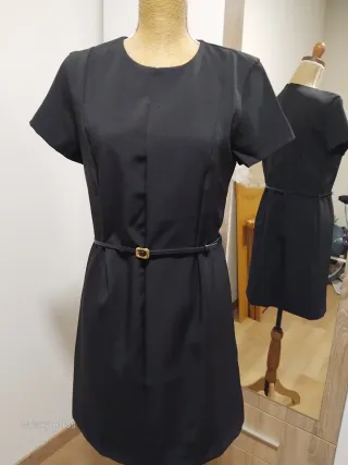 Vestido negro mujer con cinturón
