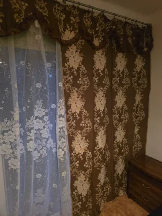 Cortinas Marrones con Diseño Floral (4 piezas)