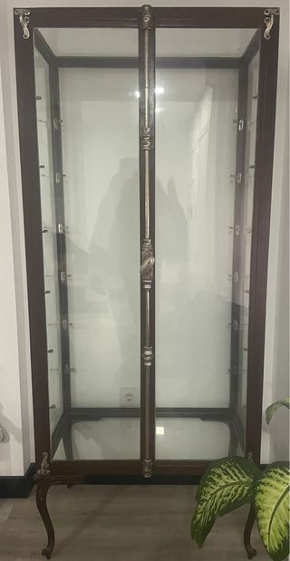 Vitrina médica antigua madera y cristal