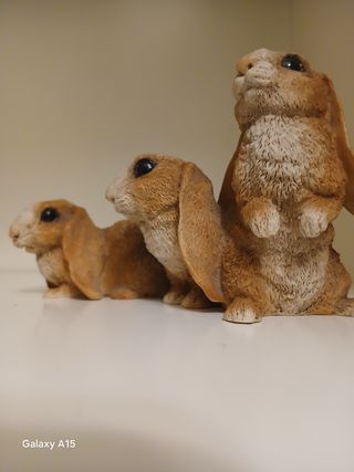 Statuine conigli vintage in resina