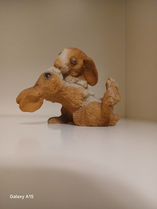 Statuine conigli vintage in resina