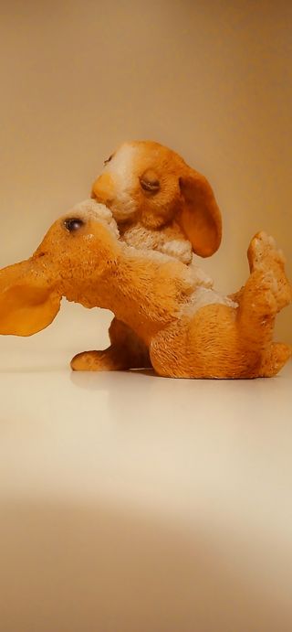 Statuine conigli vintage in resina