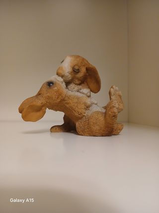 Statuine conigli vintage in resina