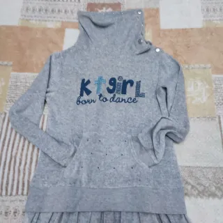 Vestito bambina felpato grigio