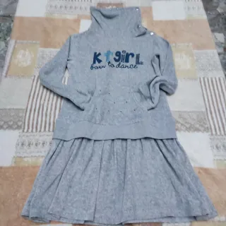 Vestito bambina felpato grigio