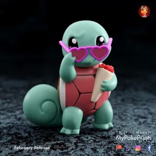 FIGURA SQUIRTLE SAN VALENTÍN POKEMON RESINA 3D