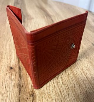 Cartera billetero tarjetero cuero rojo