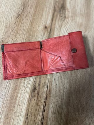 Cartera billetero tarjetero cuero rojo