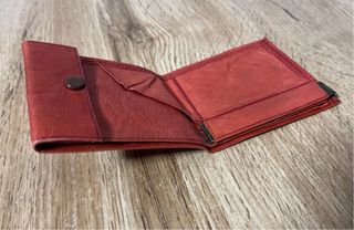 Cartera billetero tarjetero cuero rojo