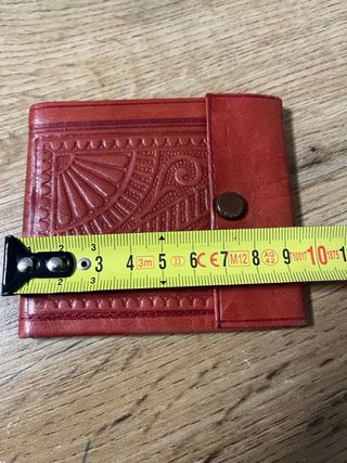 Cartera billetero tarjetero cuero rojo