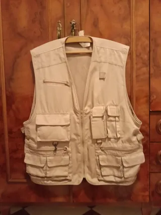 Chaleco de caza/pesca hombre beige