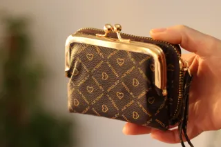 Monedero de Mujer Marrón y Dorado.