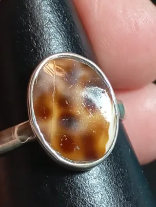 Anillo Plata Ley ágata musgosa sin pulir
