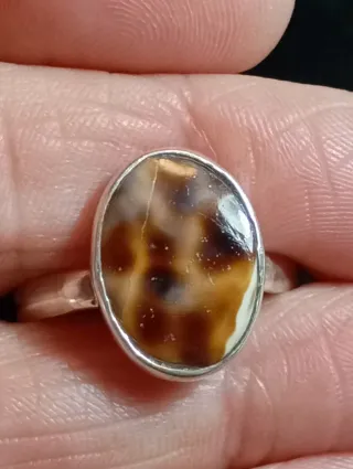 Anillo Plata Ley ágata musgosa sin pulir