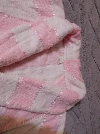 Accappatoio donna rosa e bianco, cotone