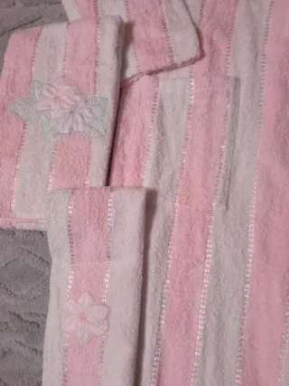 Accappatoio donna rosa e bianco, cotone