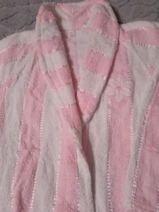 Accappatoio donna rosa e bianco, cotone