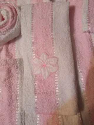 Accappatoio donna rosa e bianco, cotone
