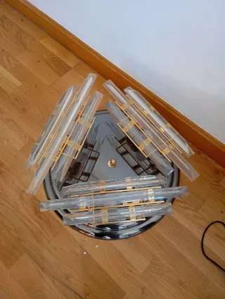 Lámpara de techo cristal y metal dorada