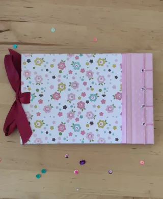 Álbum de fotos a6 scrapbook flores rosa