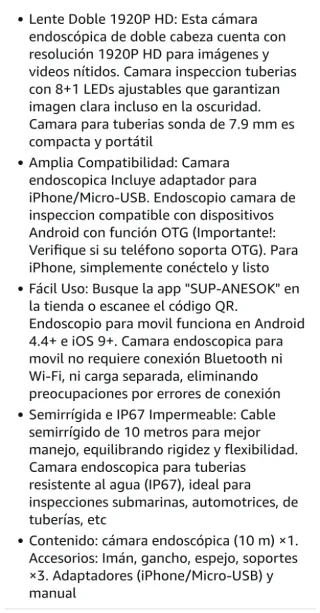 Cámara Endoscópica Ennovor 10M HD