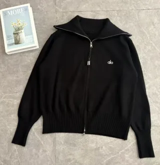 Sudadera Alo Negra Cremallera Cuello Alto