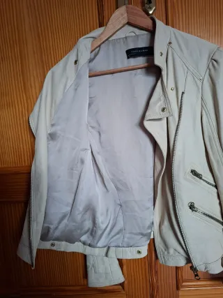 Cazadora Piel Zara Talla M/38 Beige