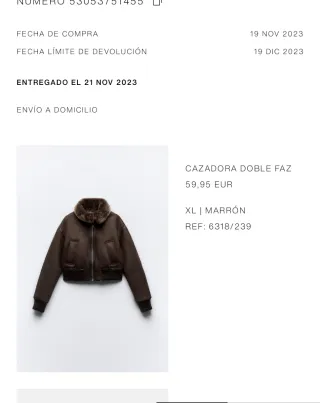 Chaqueta doble faz marrón. Me costó 59.99€.