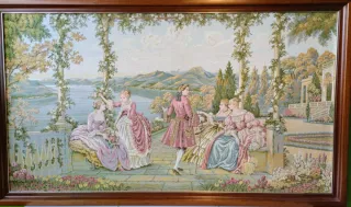 Tapiz veneciano paisaje escena romántica