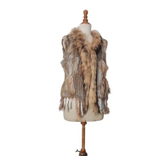 Angelique.L/ Chaleco piel conejo marmota zorro M L