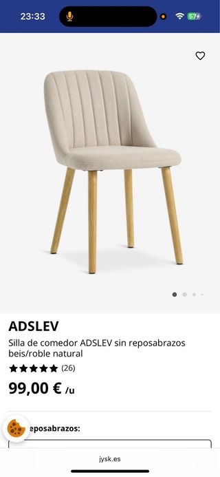 Sillas comedor ADSLEV JYSK beige/roble