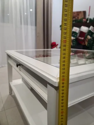 Mesa de centro Ikea blanca y cristal