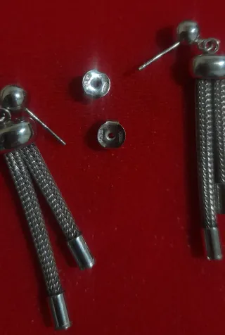 Pendientes borla cadena serpiente doble 925