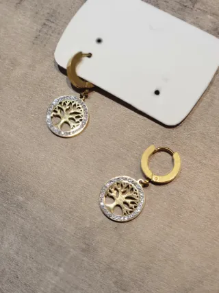 Collar y pendientes Árbol de la vida dorado