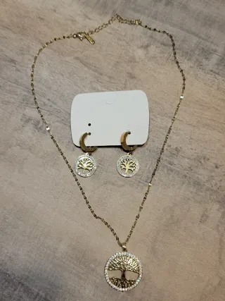 Collar y pendientes Árbol de la vida dorado