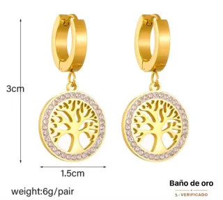 Collar y pendientes Árbol de la vida dorado