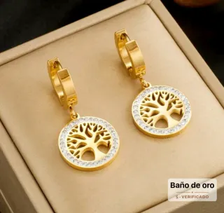 Collar y pendientes Árbol de la vida dorado
