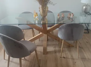 Mesa Comedor Cristal y Madera