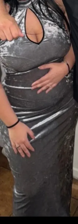 Vestido largo plateado