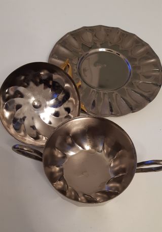 Zuccheriera vintage metallo silver con piattino