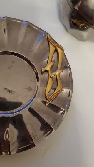 Zuccheriera vintage metallo silver con piattino