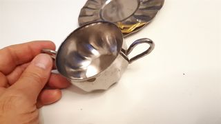 Zuccheriera vintage metallo silver con piattino