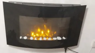 Chimenea Eléctrica Cristal Moderna Piedras Negras